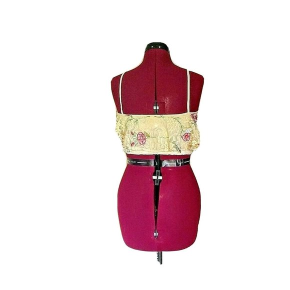 ELLI WHITE Womens Cami Tank Top Size Small Embroidered Lined Lace Ruffle - Picture 2 of 7